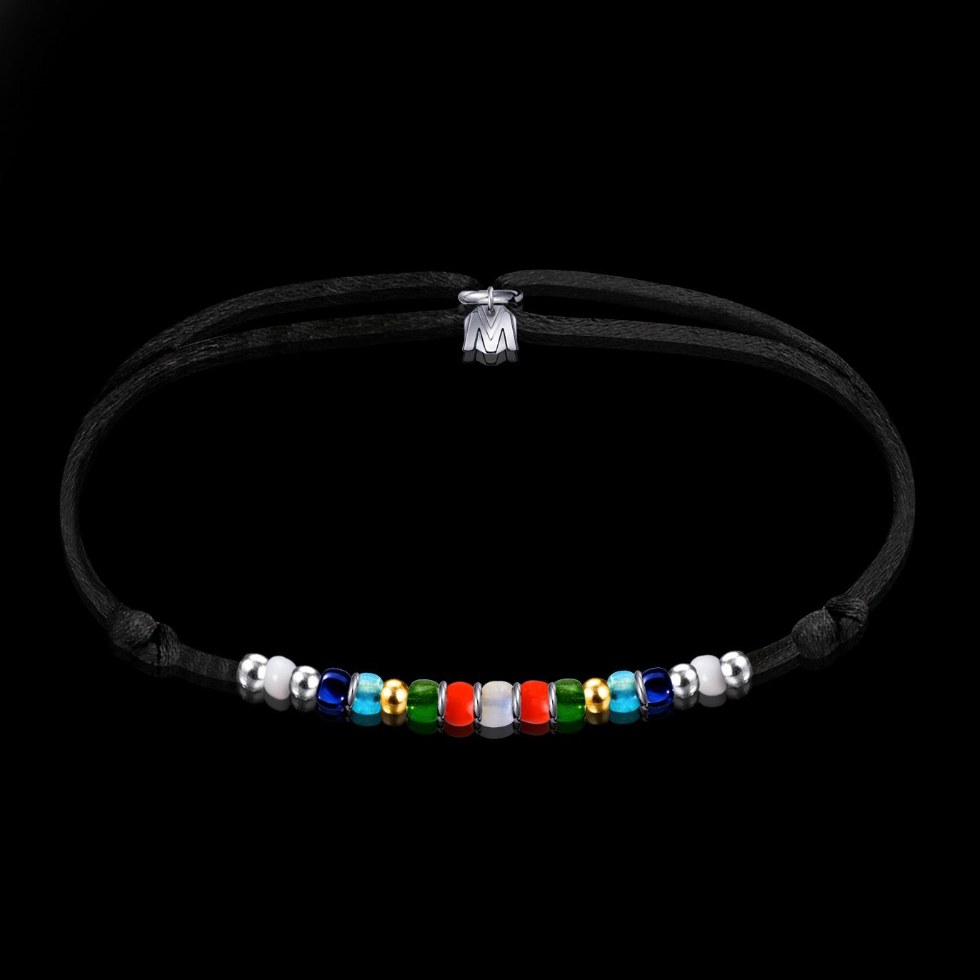 Bracelet perle Arlequin Murano cordon