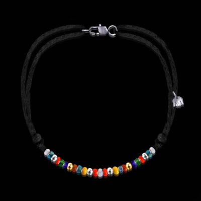 Collier perle Arlequin Murano cordon